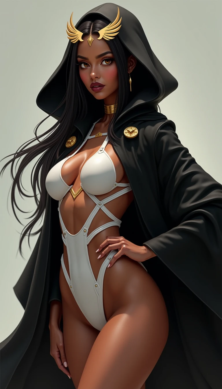 ((best qualityer)), ((work of art)), (detailded: 1.4), (absurdrez), (((black girl))), african girl, (((skin black, darkskin))), afro girl, Zulu warrior, African bracelets and necklaces, skin black, cybernetic hands, red futuristic short clothes, green and black, african savannah, defined muscular sculptural body, all-body, coxas nuas, cloused mouth, body covered in cyberpunk clothes, ((perfect medium breasts)), (super light brown eyes), ((afro hair)), (((cabelo preto e branco com dreadlocks)))), long black eyelashes heavy makeup, various African jewels, naked legs, by mucha, private--V5, close to real, psychopath, pose sexy, fundo african savannah, 2 piece outfit, cake, centred, scale to adjust dimensions, HDR (high-range dynamics), ray tracing,nvidia RTX,Super-resolution,Irreal 5,subsurface scattering, PBR Texture, Post-processing, Anisotropic filtering, Depth of field, Maximum clarity and sharpness, Multilayer textures, Albedo and Specular Maps, Surface shading, Accurate simulation of light-material interaction, perfect proportions, octane rendering, two tone lighting, large aperture, Low ISO, White balance, rule of thirds, 8K CRU, African standards