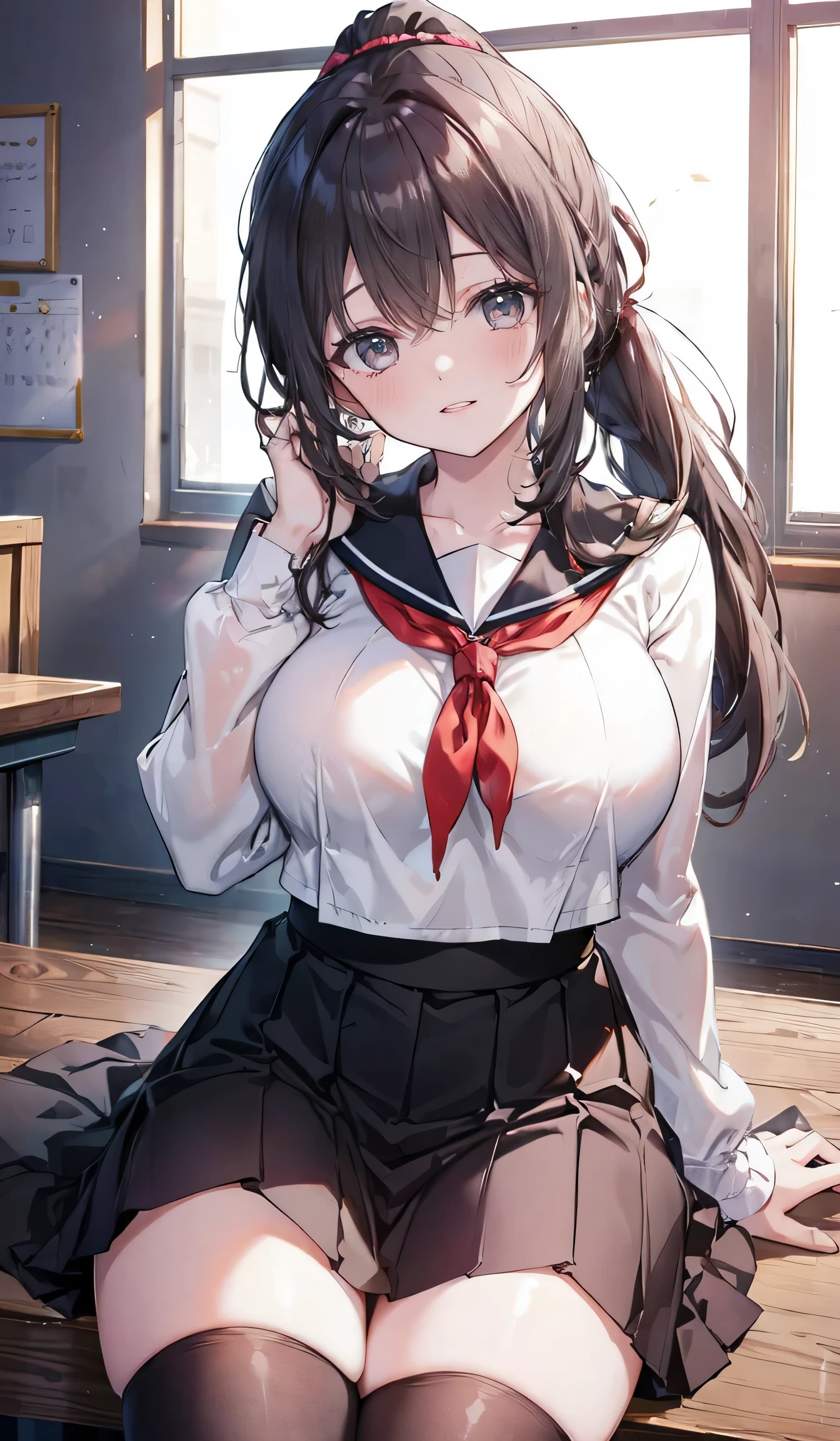 saito_kaede_encouragementofclimb, black_hair, glasses, blush, long_hair, hairclip, hair_ornament, blue_eyes, smile, huge breast,

sitting on the chair, from the front, turned around, from the side, elegant posture, long flowing hair, expressive eyes, bright red lips, fashionable dress, floral motifs, soft lighting, artistic portrait, detailed brushstrokes, vibrant colors, high resolution, photo-realistic, with a touch of surrealism, dreamlike atmosphere, dramatic chiaroscuro, subtle textures, ethereal background, a sense of mystery.