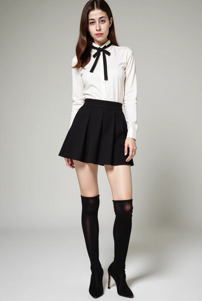 school girl, best quality, sexy hot, brown hair, full body, no shoes, short scert
