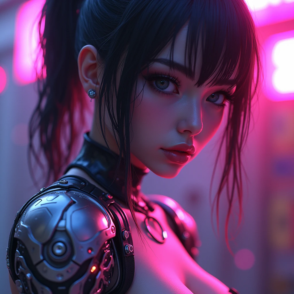 Naked, nudemasterpiece, best quality, cyberpunk girl, bold colors and patterns, trendy and innovative hairstyle,naked, nude, dazzling Cyberpunk cityscape, skyscrapers, glowing neon signs, LED lights, anime illustration, detailed skin texture, beautiful detailed face, intricate details, ultra detailed, cinematic lighting, strong contrast,no bra, naked tits, nude, naked