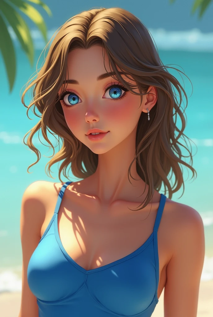 realistic, photorealistic, photo-realistic:1.37, best quality, 4k, 8k, highres, masterpiece:1.2, ultra-detailed, HDR, UHD, studio lighting, ultra-fine painting, ((Waikiki beach)),sharp focus, physically-based rendering, extreme detail description, professional, vivid colors, bokeh, character design sheet, 1 girl, beautiful detailed eyes, beautiful detailed lips, extremely detailed eyes and face, long eyelashes, thin hair that is somewhere between brown and blonde, short hair with messy side waves, medium bust size, small breasts, curly hair, a very kind smile, highly detailed lips, beautiful eyes, city streets, skirt lift, no pants, genitals are visible, large breasts, (((micro bikini))), beach, Waikiki beach,Arching the back,((Nostalgic-Smile)),
