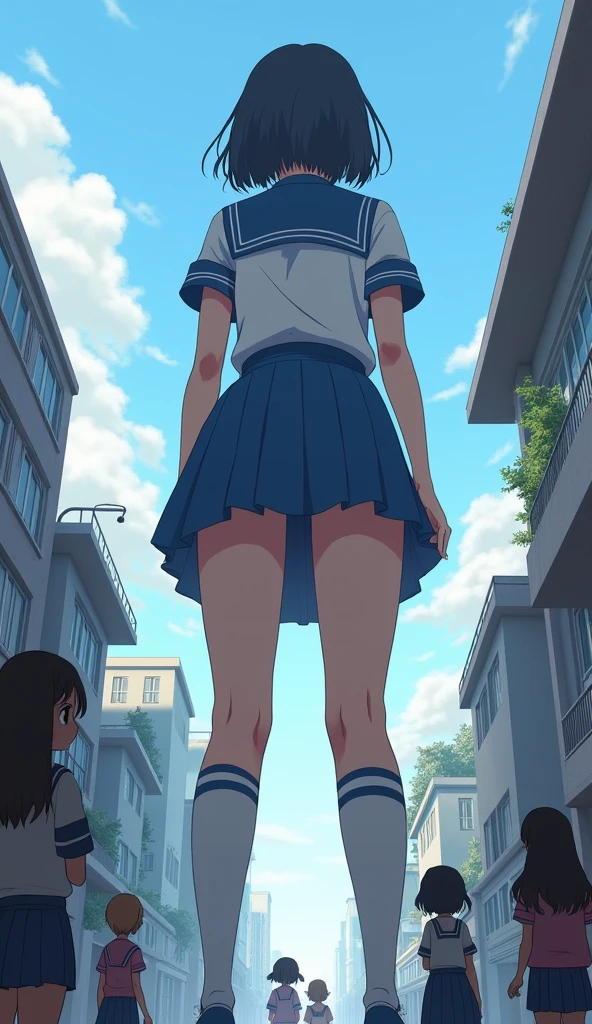 ((1 girl)),Happy,outdoor，garden((multiple views))whole body,Low - Angle,ponytail,ribbon,panties,mini skirt
