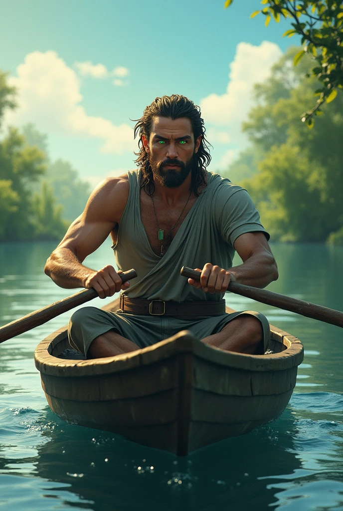(photorealism:1.2), polynesian with oar