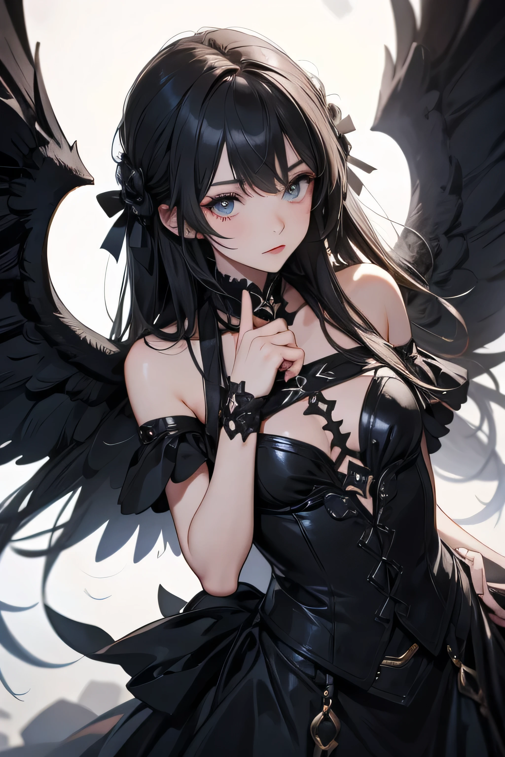 official art, Best Quality, ultra-detailed, high resolution, unity 8k wallpaper, extremely detailed CG, white skin, bitter smile, cute face, , cute girl, Beautiful black hair, beautiful eyes, flat chest, small build, minimum, No muscles, gothic, magical girl, little naughty