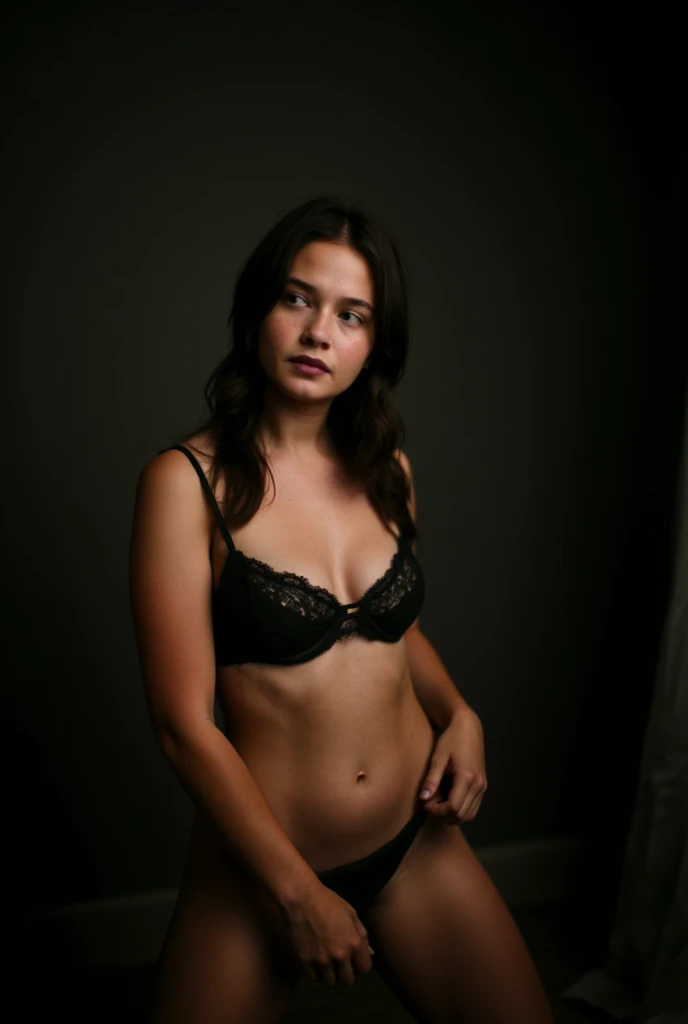 cs woman posing in black lingerie, sensual