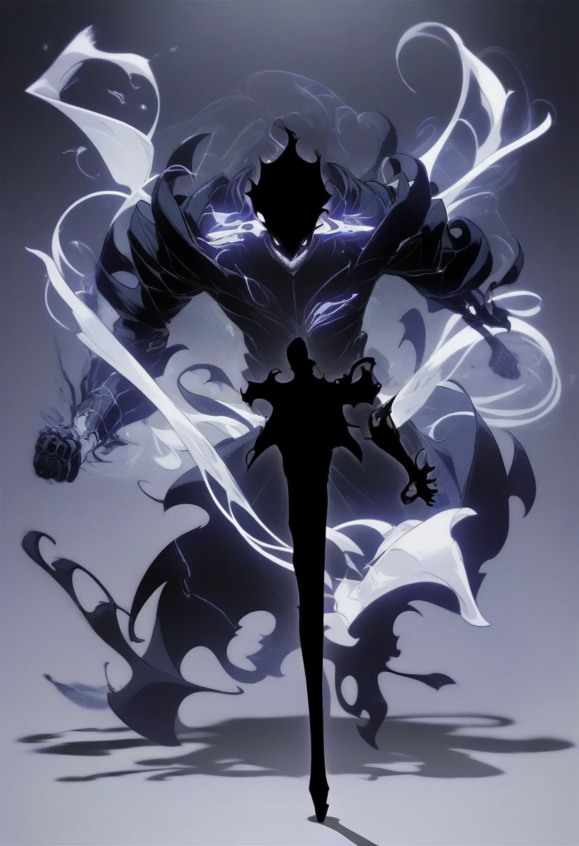 score_9, score_8_superior, score_7_superior, score_6_superior, score_5_superior, score_4_superior, Shadow person, male, Black silhouette, Action pose, Magic Knight, sauce_anime, figure, Official Artwork, anime style, wallpaper, Official Art