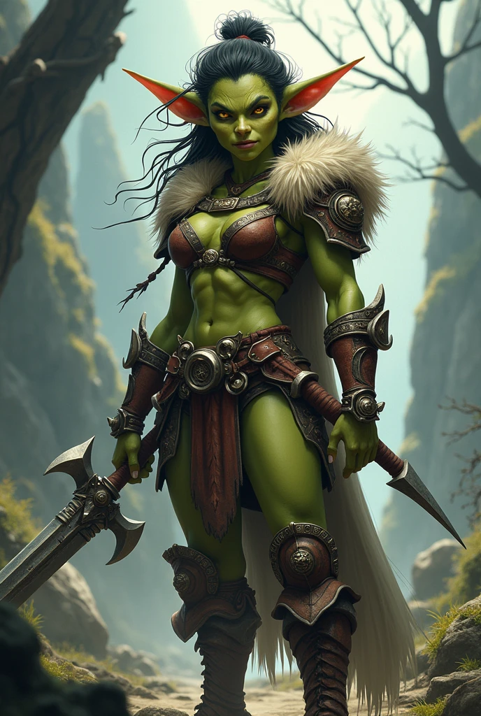 Warcraft female orc warrior with hammer