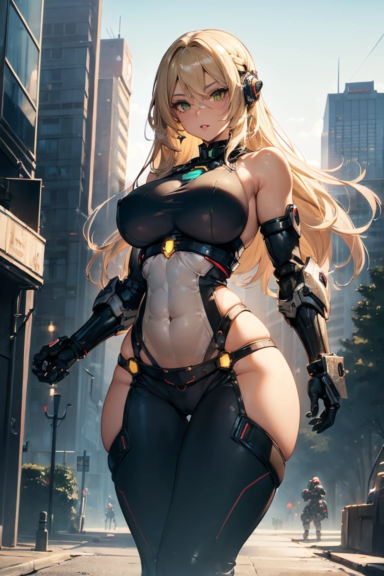 woman,25 years old,,city,night,(((white and blue tight miniskirt bodysuit))),,open mouth smile((See-through))glasses,((beautiful long ponytail)),(()),blush、surprised face,((())),((blonde))(((On the way to changing clothes)))(((While taking off my clothes)))