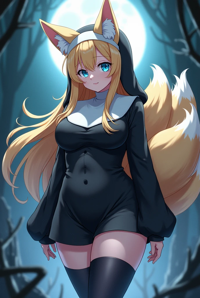 ((best quality)), ((highly detailed)), masterpiece, absurdres, extremely detailed face, beautiful face, (detailed eyes, deep eyes), <lora:more_details:.3>, (1girl), Forced Perspective, cowboy shot, <lora:hairdetailer:.8>, <lora:cynthia:.9>, cynthia, (blonde hair), (very long hair), wavy hair, hair over one eye hair ornament, (grey eyes), large breasts, curvy, smiling, fur-trimmed coat, black coat, long sleeves, fur collar, v-neck, cleavage, black shirt, black pants, high heels, poke ball, (at a dense forest, forest canopy, night, night sky, stars, multiple moons, shooting star, telescope)