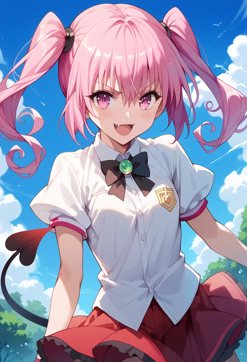 masterpiece, high definition , top quality,8k
(Nana Asta Deviluke,fang,long hair,pink eyes,pink hair,tail,twintails)