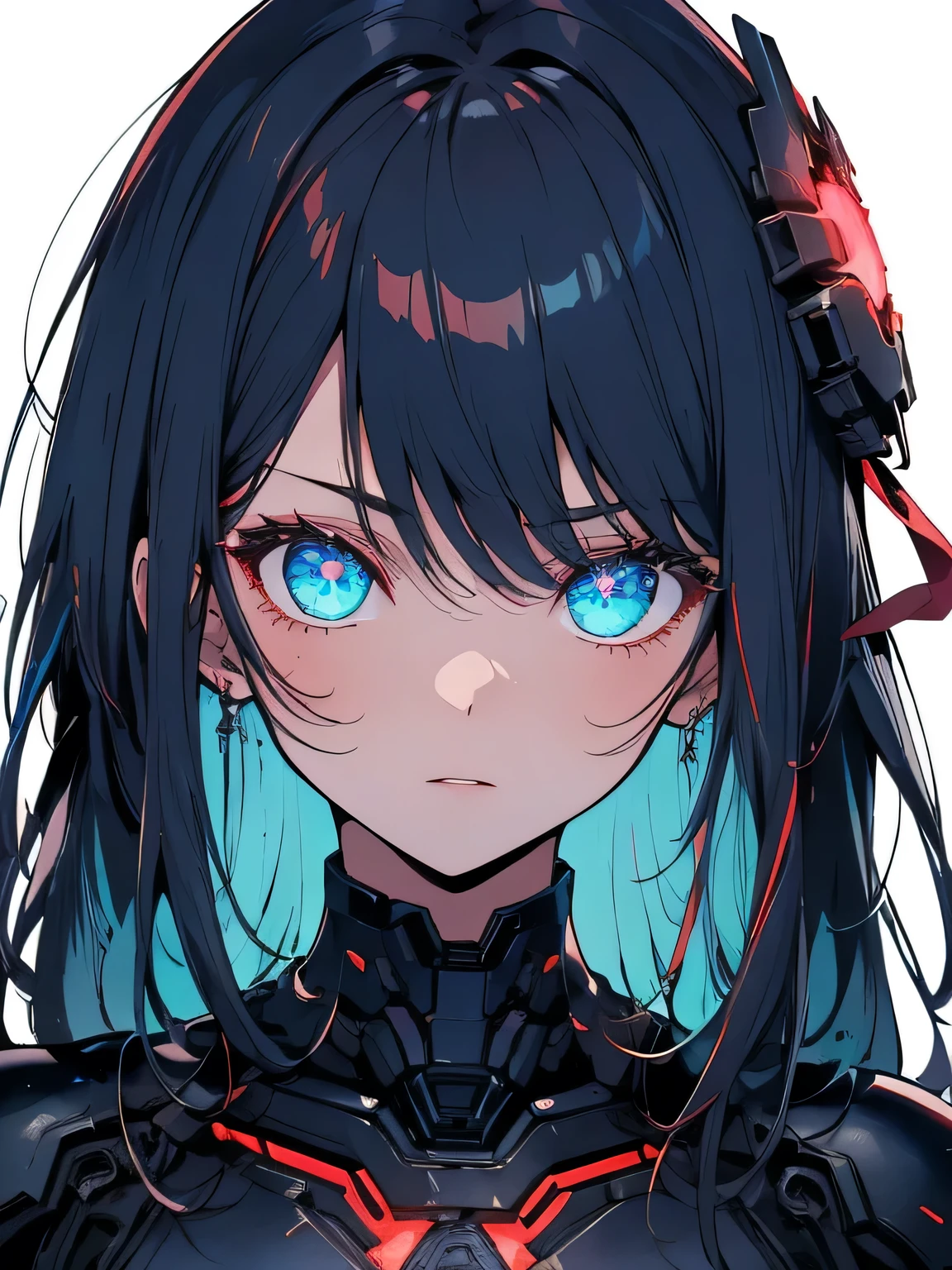 anime girl black short hair black theme