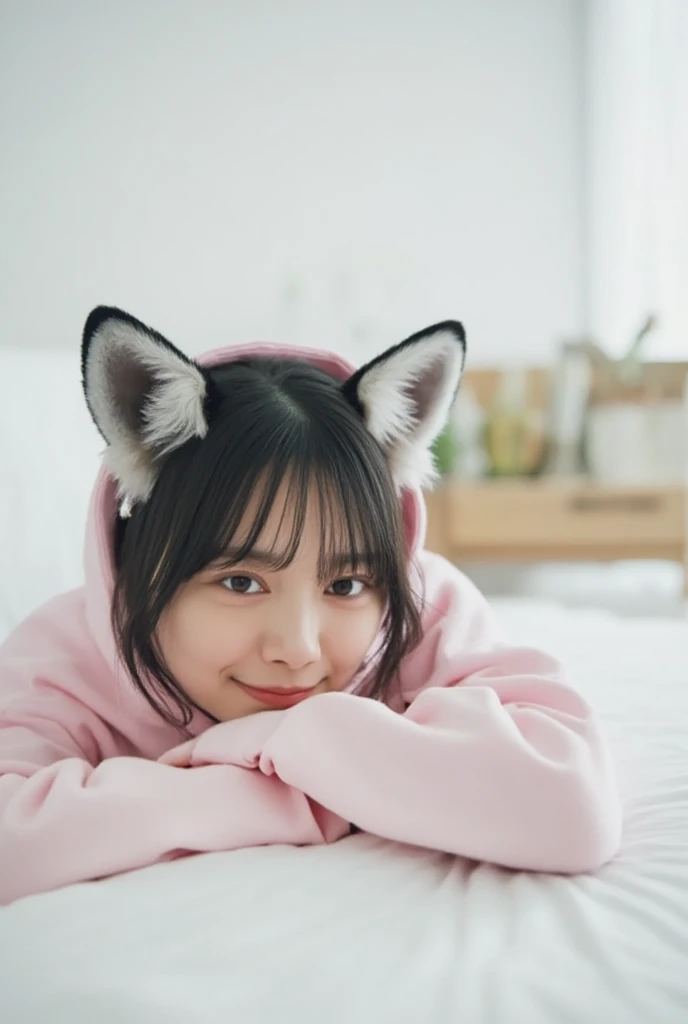 masterpiece, 4K, Bokeh, (Cute:1.5), ( beautiful girl:1.3), ( Japanese idol :1.6), (Fox ears:1.3) , ( white hoodie:1.3),  (I love foxes :1.6),  blushed,  cowboy shot , ( hug a cute sleeping fox :1.5), ( closes the eye:1.3), ( white background  :1.4), 

