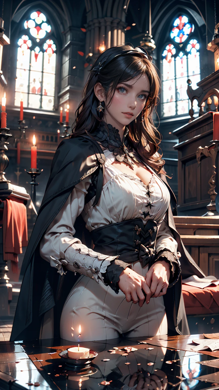 (masterpiece), (Artwork), (great work), (Detailed eyes), (Delicate skin), (heterochromatic eyes), (Multicolor), (Short white hair with bangs), (Sparkling eyes), (One girl) Wearing a witch hat, Ancient, old, Dressed in gorgeous medieval costume, masterpiece, Highest quality, Best Designer, Best illustrations