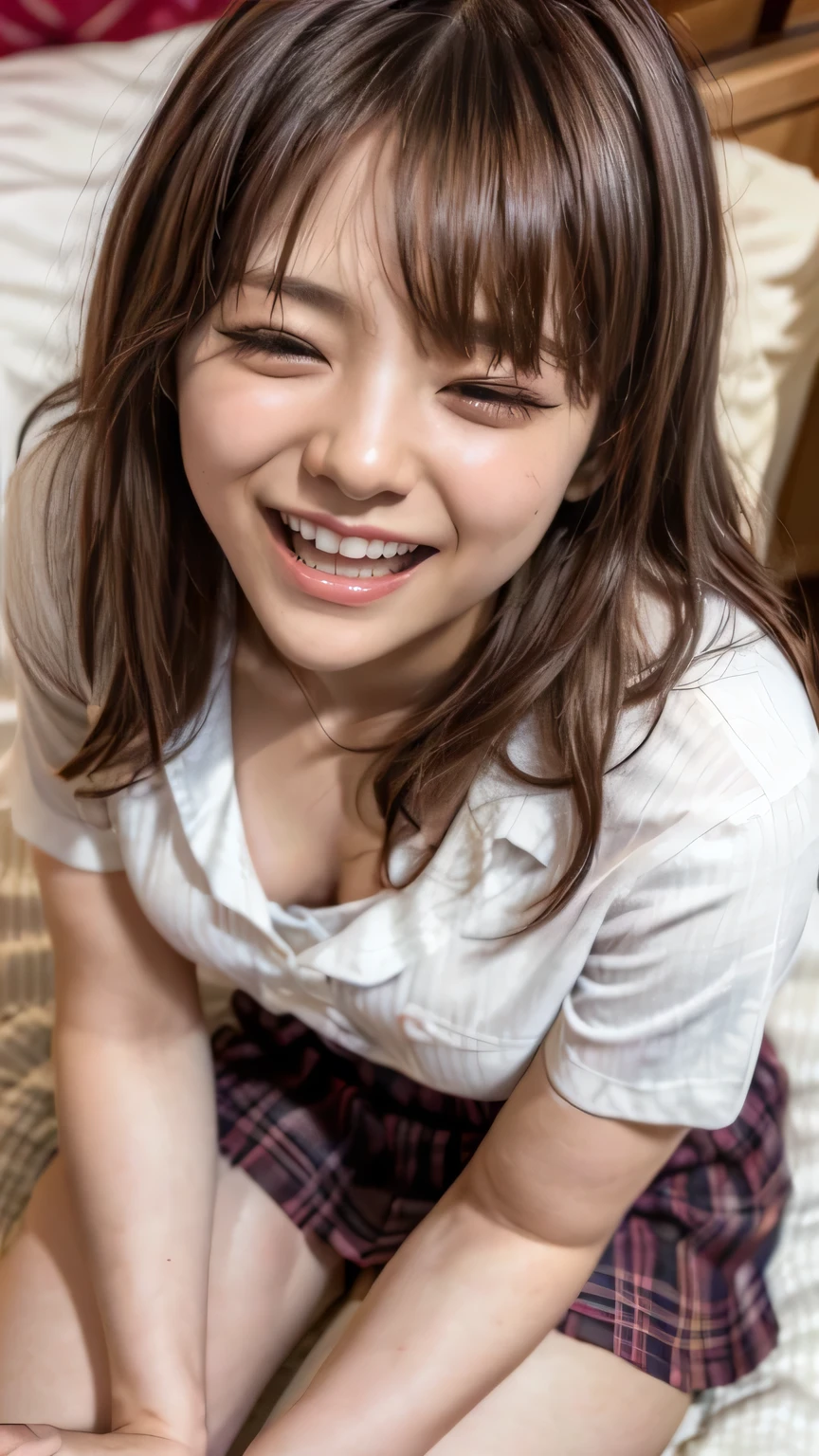(Woman walking down the stairs:1.2、Squint your eyes and laugh)、((Wearing a frilly dress:1.4、(wearing over-the-knee socks:1.5、Absolute area)))、(View from the front、View from directly below)、(Realistic、Like a photograph、Live Action、8k, Realistic, RAW Photos, Best image quality: 1.4), Single-lens reflex camera、RAW Photos, Highest quality, Realistic, Highly detailed CG Unity 8k wallpaper, Written boundary depth, Cinematic Light, Lens flare, Ray Tracing, Realistic background、((ultra high density skin))、(whole body:1.5)、Long Hair 1.2、ponytail、Hair blowing in the wind:1.4)、I like that style、stylish、Very detailed、Pay attention to the details、Perfect outfit、(Sunburned skin)、Accurate hands、Accurate legs、Detailed hands and fingers、Anatomically correct body、Thin legs、Thin thighs、Small breasts、Very detailedな顔