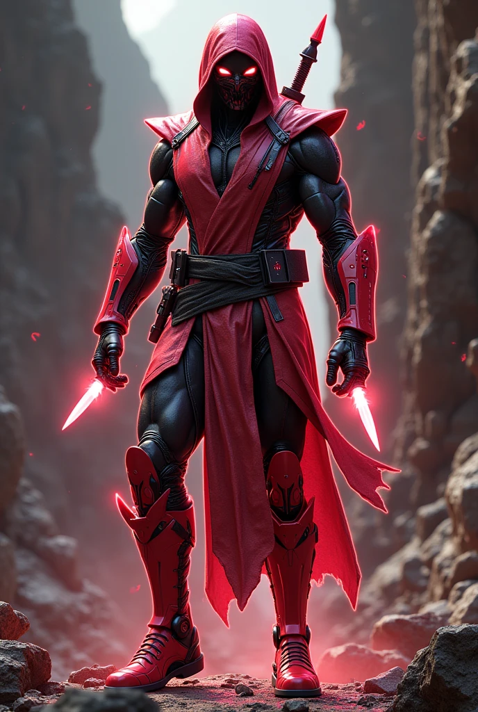 a loin, red shirt with black hoodie, hands in pocket, white skin, glowing red eyes, solo, mechanicl legs, dark night, city fire, red horns, looking like a devil, intricate details, 8k lion details, front two tooth show in face, arc reactor front chest, fire arc reactor, super body like hulk, realistic.