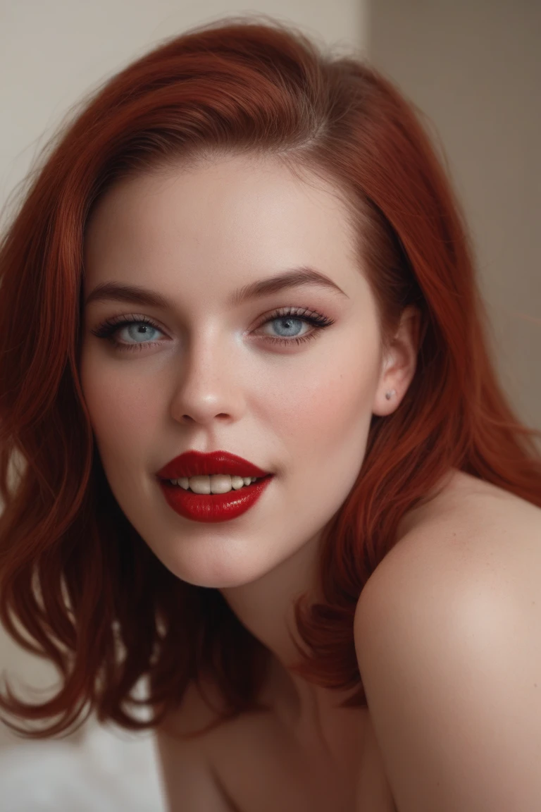 most beautiful red head, makeup, red lips, baddie girl