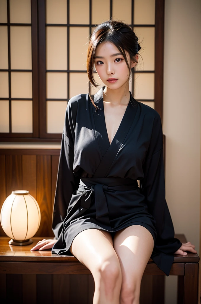 ((最high quality)), ((masterpiece)), (detailed), One girl, sexy, night, Raw photo, (((Very beautiful portrait))), (Very beautiful portrait))), sexyな20代の少女, ((Natural straight black hair)), [Black eyes],A gentle smile looking at the camera(Cleavage), ((masterpiece, 最high quality, 超detailed, Cinematic lighting, Exquisite detail, High resolution, 8K, 非常にdetailed)), detailed背景, 8K Ultra HD, Digital SLR, Soft lighting, high quality, Film Grain, Fujifilm XT3, Shallow depth of field, Natural light, Perfect Face, On the futon, ((kimono)), (はだけたkimono), No underwear, Spread your legs, The legs are visible, (Beautiful legs), Insert a stick into the hole between your legs, ((Insert a stick into the hole between your legs)), Two sticks