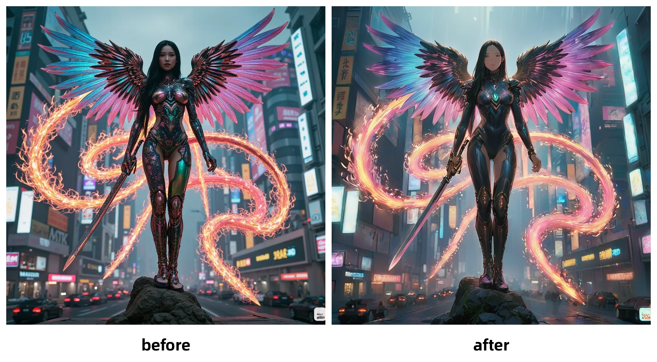 (otherworldly, otherworldly atmosphere, otherworldly appearance), highly insanely detailed, masterpiece, top quality, best quality, highres, 4k, 8k, RAW photo, collar, earrings, jewelry, necklace, armlet, 
(long_hair, long hair, random colors cloth, random colors hair, random long hair, dynamic hair, glowing hair, hair over one eye), 
(eyelashes, eyeliner, eyeshadow, eyelashes), 
pink lipstick, 
makeup, 
((ancient egyptian theme)), golden ornaments, 
1girl, (portrait:0.4), nsfw, 
((desert, Mexico, cacti, underwater)), 
a grove of mechanical trees swaying to the rhythm of coded breezes, (tranquil:0.6), (serene:0.5), 
long messy hair, 
1girl, (from above), 
((((dramatic))), (((gritty))), (((intense))) film poster featuring a A mature face as the central character.  She stands confidently in the center of the poster, A mature face, wearing a stylish and edgy outfit, with a determined expression on her face.  The background is dark and gritty, with a sense of danger and intensity.  The text is bold and attention-grabbing, with a catchy tagline that adds to the overall feeling of drama and excitement.  The color palette is mainly dark with splashes of vibrant colors, giving the poster a dynamic and visually striking appearance,tachi-e (magazine:1.3), (cover-style:1.3), fashionable, vibrant, outfit, posing, front, colorful, solo, looking at viewer, shirt,1boy, white shirt, male focus, necktie, collared shirt, pants, black pants, formal, suit, black necktie, watch, wristwatch, black suit, full body,(long legs:1.2),Visual impact,A shot with tension,(upper body:1.0), sideways glance,cold attitude, Ear stud,tattoo, xuer Angel of the exotic wind,(wings,feathered wings:1.2),(pale skin, real_skin),(Milky skin:1.2),(shiny skin:1.6),upper body,exposed collarbone,exposed shoulders,bare shoulders,exposed abdomen, navel,red lips,necklace,bare shoulders,breasts,wide sleeves,solo focus,earrings,midriff,hair ornament,skirt,long sleeves,cleavage, ,, <lora:ç»ªå¿-å¼åé£å¤©ä½¿ xuer Angel of the exotic wind:0.7>, ,,,, (fantasy world)