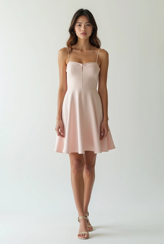 25 years old 160cm 55kg, wear short sundress, medium wavy hair, . Bright face. Office suit, ear. N. Closed outfit. Necklace, bracelet, shy smile, roundface, white dkin, glowing face, blush,
