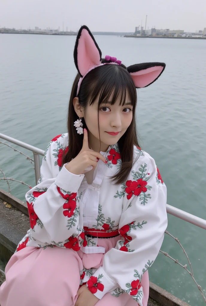 masterpiece, 4K, Bokeh, (Cute:1.5), ( beautiful girl:1.3), ( Japanese idol :1.6), (Fox ears:1.3) , (Cute costume:1.3),  (I love fish :1.6),  blushed,  cowboy shot , ( hug a cute sleeping fish :1.5), ( closes the eye:1.3), (The background is fishing port  :1.4), 
