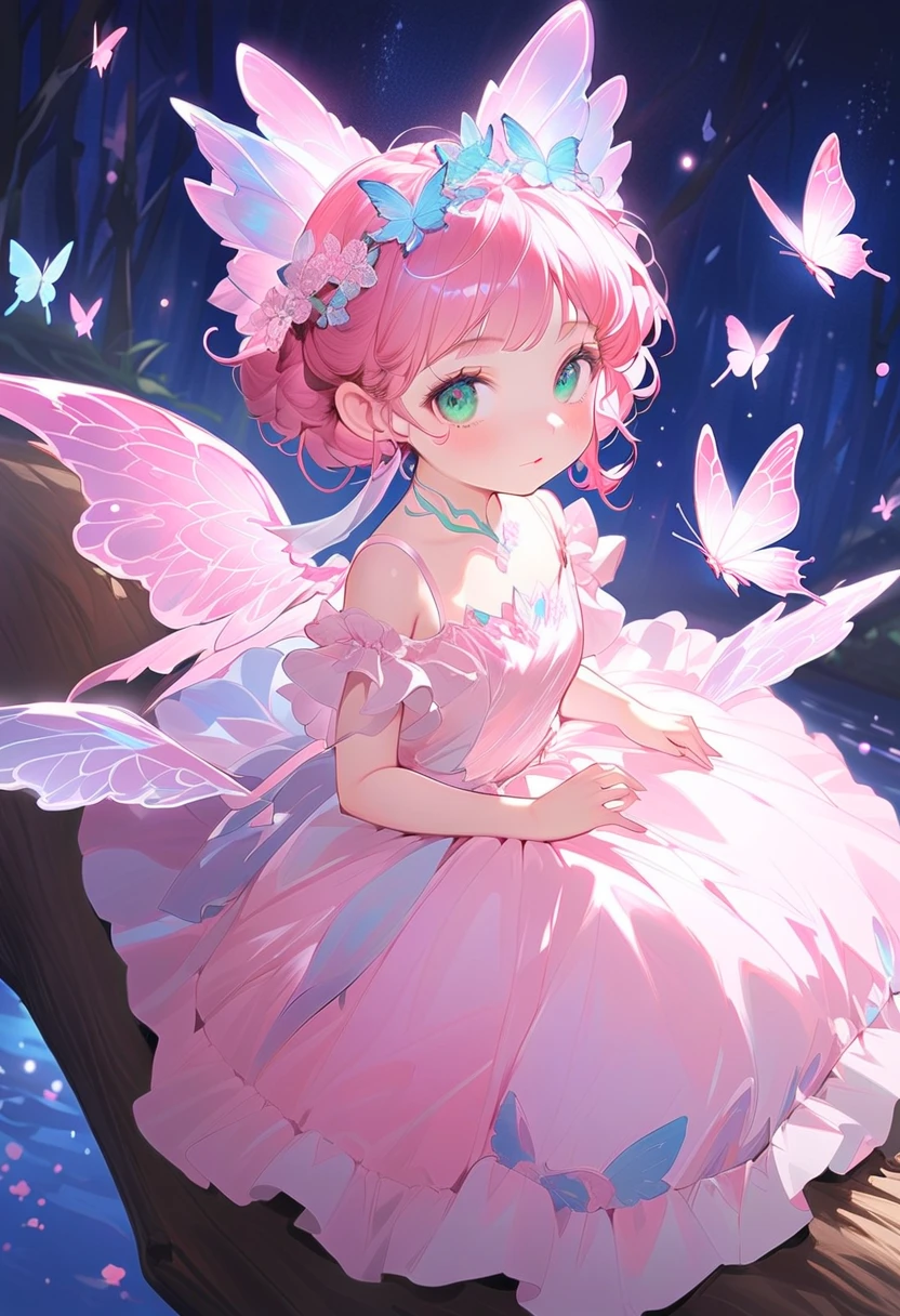 Cute fairy with a sense of transparency、Bright smile、Have fun playing、Beautiful background、Bright background、Red background