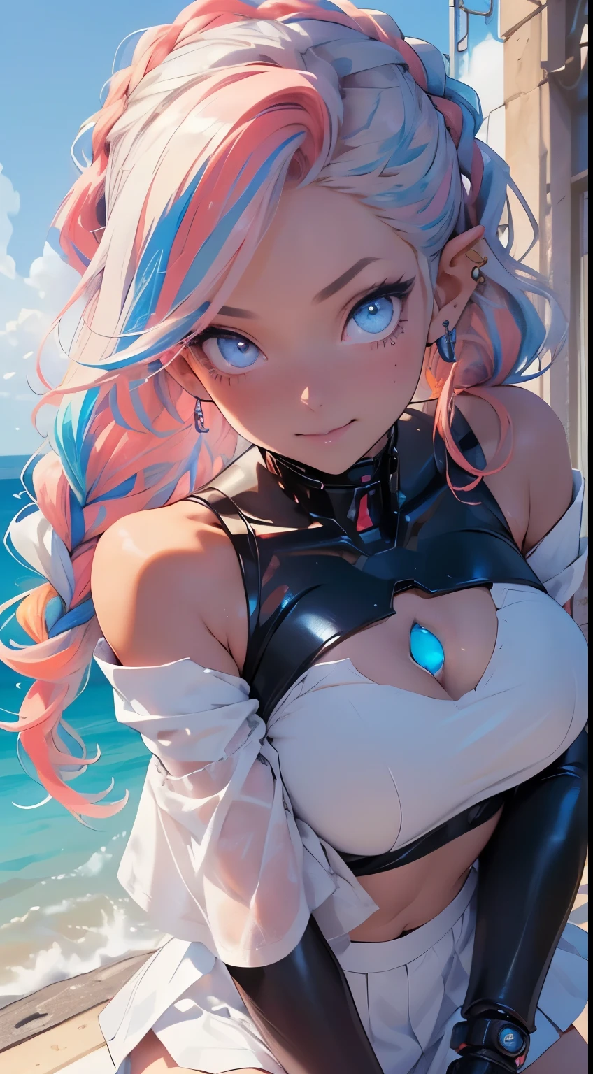Cute loli elf,(((Little loli,tiny Little body,Little))),(((6 years old))),((anime elf loli with extremely Cute and beautiful aqua hair)), (((elf,elf ears))),
((lesbian,Yuri)),(((flat chest))),((((aqua hair:1.35,long braid aqua,Colored inner hair,Ear breathing)))),(((yellow_Eyes:1.3))),Convoluted Eyes,beautiful detailed Eyes,symmetrical Eyes,big Eyes:1.5,(((Brown-skinned:1.4,Dark skin,Dark_skin,lustrous skin:1.5,bright skin: 1.5,skin tanned,shiny skin,very shiny skin,Shiny body,plastic glitter skin,exaggerated shiny skin,illuminated skin))),(Detailed body,(Detailed face)),
Cute,sluttish,Erotic,boldness,(((NSFW))),
((Aztec tribal queen with tribal prints and patterns theme, Mesoamerica, Mexica),barechested,show skin,(barechested体),((All nude、)),
(Dynamic Pose:1.0),embarrassed,(Centered,scale to fit the dimensions,thirds rule),
((skyporn, Sea, Clouds,)), with Dark stormy cloudeach scenery,Convoluted scenery)),
(光沢のあるbarechested),hight resolution,Sharp Focus,(ultra-detailliert,Extremely detailed),(Photorealistic artwork:1.37),(Extremely detailed CG unity 8k wallpaper),(((Vibrant colors,Vibrant themes))),(Convoluted),(masutepiece),(Best Quality),the whole