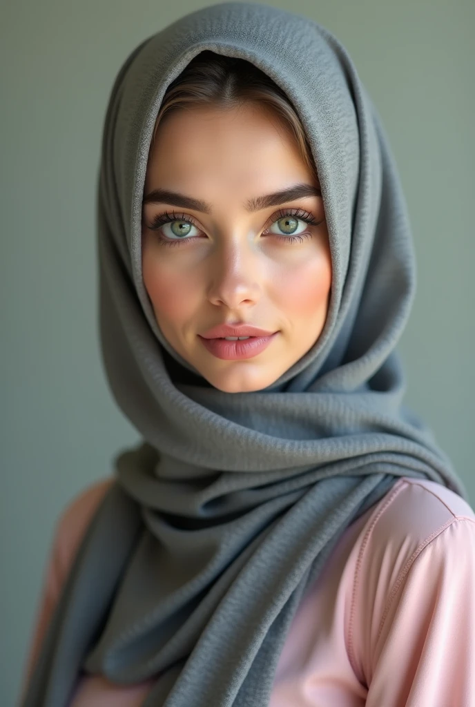 a scientist muslim girl in hijab, traditional clothing, perfect eyes, perfect hands, laboratory background, european face, white skin, green eyes. ((best quality)), ((masterpiece)), (detailed), perfect face