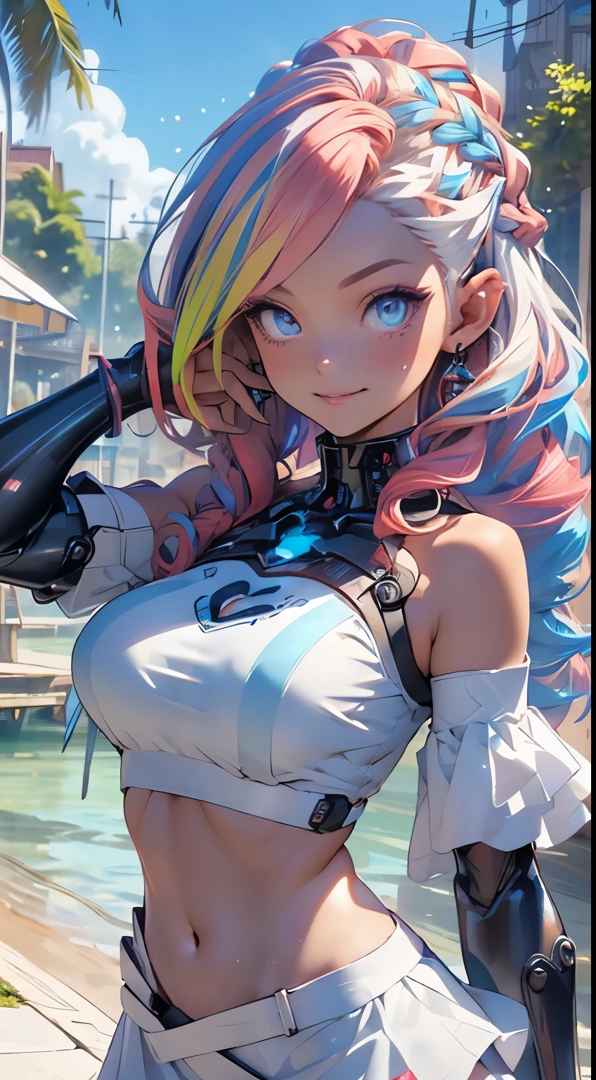 (quality)), ((masterpiece)), Recommended results、Puffy nipples、(see through:1.5)、straighten your back、abdominal muscles、huge bust、angle to floor:1.2、low camera angle、Hair loss on crotch,Hatsune Miku,(cyborg girl),(cyborg girl:1.5),maid android,((1 girl)),((mechanical girl with extremely charming and beautiful nipple pink )),big breasts:1.4),Breast sagging,(((nipple pink ,Colored inner hair,))),(((toy doll))),((Nipples pale white skin,toy doll joints:1.5,Manipulator:1.5)),((silver armor dress,tesla coils)),((女仆mechanical toy doll:1.5,Body:1.5,metal skin,ball joint,cyborg:1.5, part:1.5,:1.5,Mechanical joint: 1.4,mechanical limbs)),(((nipple pink_blue_Eye:1.3))),complicated Eye,beautiful detailed Eye,symmetrical Eye,((fat)),(((have光泽的皮肤:1.5,bright skin: 1.5,have光泽的皮肤,very have光泽的皮肤,shining Body,plastic glitter skin,exaggerated have光泽的皮肤,glowing skin,wet legs))),(lower abdomen,Yao Liu,wide hips,detailed Body,(Detailed face)),charming,Debauchery,Seductive maid,,Delicate metal decoration,have,(maid),sleeveless,mini skirt,complicated outfit,complicated clothes,complicated details)),art photography,(Photos taken by sldr),high resolution, sharp focus,(super detailed, Very detailed),(((bright colors))),complicated,(complicated background),(masterpiece),(最好的quality),perfect face,Perfect facial details,lifelike,analog style,((complicated detail)),(((realism))),swimsuit