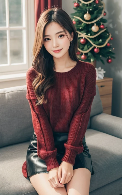 (realistic, photo realistic:1.2), ((highest quality)), cute high school girl，Show white panties:1.4,(panty shot:1.3), (mini pull up skirt:1.3), spread your legs a little,black loafers,I'm sitting on the couch，