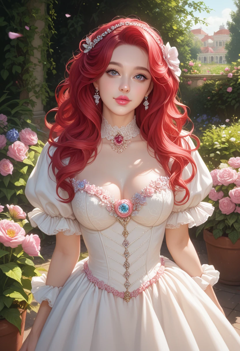 1girl in street wear clothes , in a park, wear a wedding dress, Green Eyes, Robe moulante, Close-fitting dress, White Skin ,(Best quality:1.1), (Masterpiece:1.4), 1fille, (cheveux volumineux)+ , ((curly hair))++, cheveux longs, ++, (((cheveux roux ))), (Yeux Verts), Long Hair,, Gros Seins, Red Hair , (big lips)+ pouty lips , peau brillante, Brillant, starry night, dans une chambre,, Fioritures,