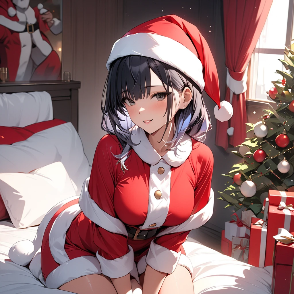 (masterpiece,  top quality:1.2),  1 girl, Alone ,Santa Claus style 