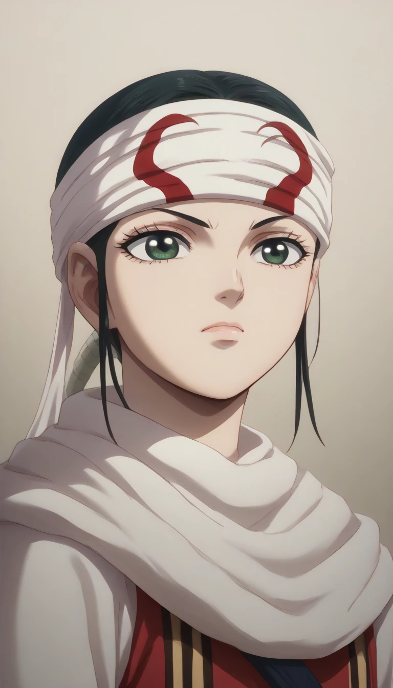 (((((China Kousaka))))) emotionless score_9, score_8_up, score_7_up, 1girl, ((cowl)) headband on forehead detailed clothing