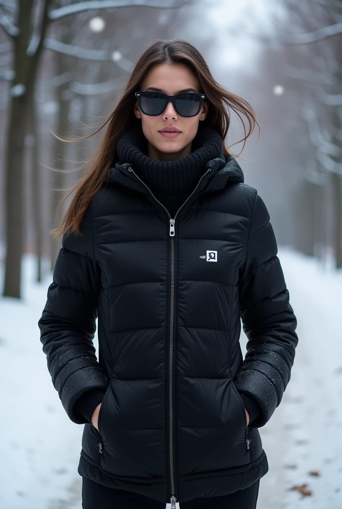 fotorealistic madison beer mixed with megan fox, winter, winter clothes, snowy, cold blue eyes, big ass, summerday, holiday, skinny, raw, smile, blonde hair, portrait photo
