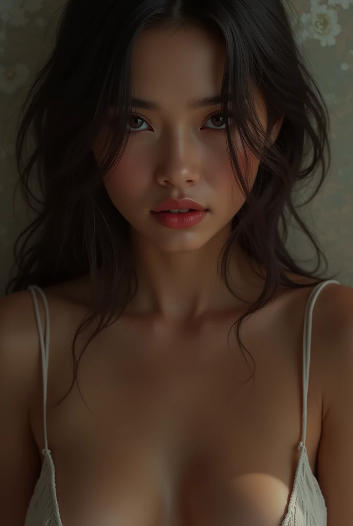 dressed, (photo realistic:1.4), (hyper realistic:1.4), (realistic:1.3), (smoother lighting:1.05), (increase cinematic lighting quality:0.9), 32K, 1girl,20yo girl, FACIAL MIX OF PHOEBE CATES, LARGE BREAST, DEEP CLEAVAGE, LYING DOWN IN BED, realistic lighting, backlighting, light on face, ray trace, (brightening light:1.2), (Increase quality:1.4), (best quality real texture skin:1.4), finely detailed eyes, finely detailed face, finely quality eyes, (tired and sleepy and satisfied:0.0), face closeup, t-shirts, (Increase body line mood:1.1), (Increase skin texture beauty:1.1)
