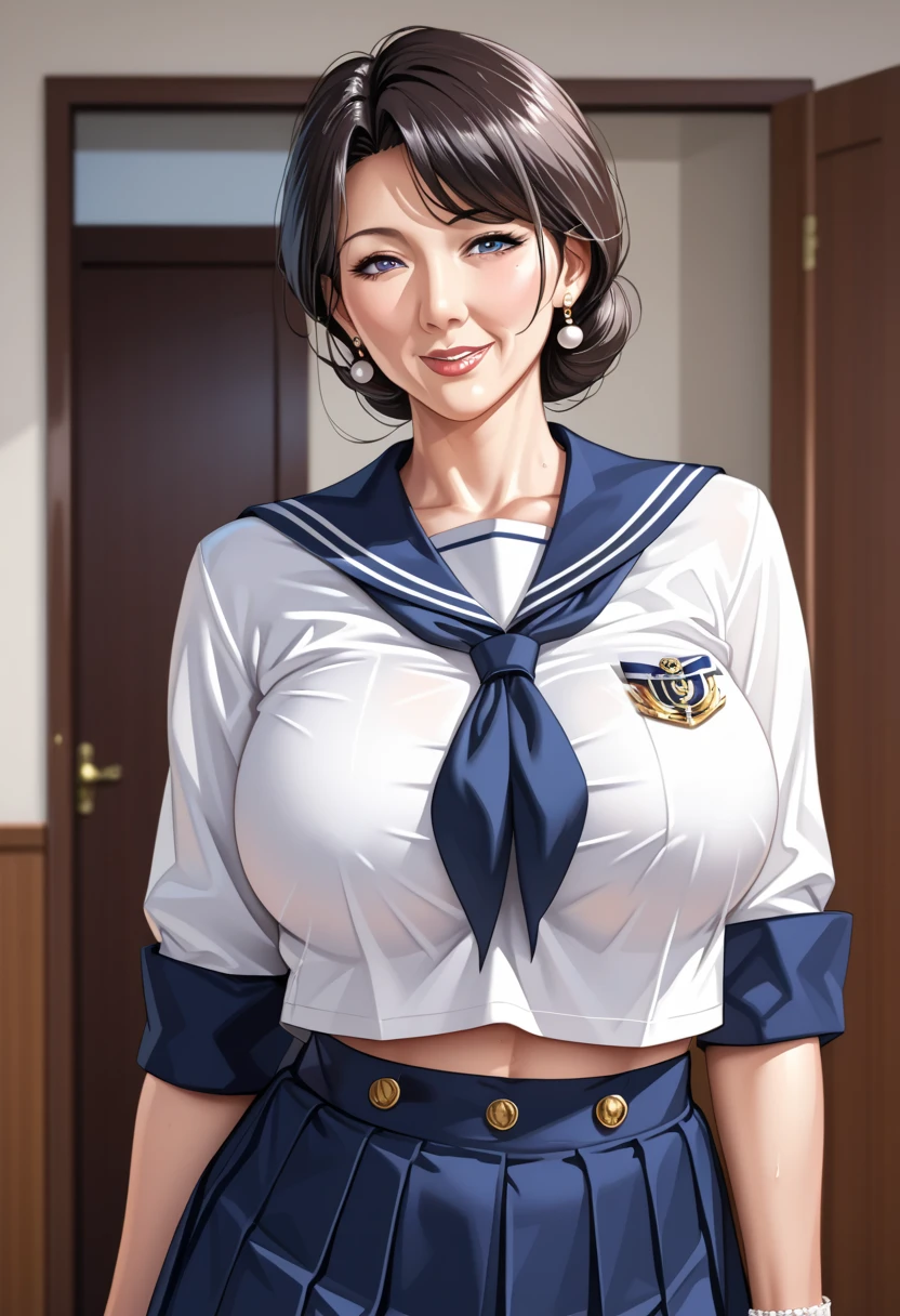  super high definition ,8k,score_9,Source_anime, sailor suit,japanese milf,