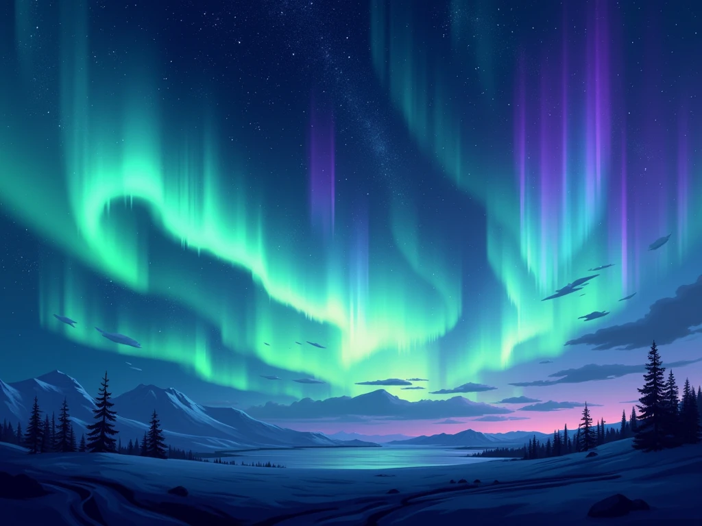  aurora , horizontal format, vector, no background