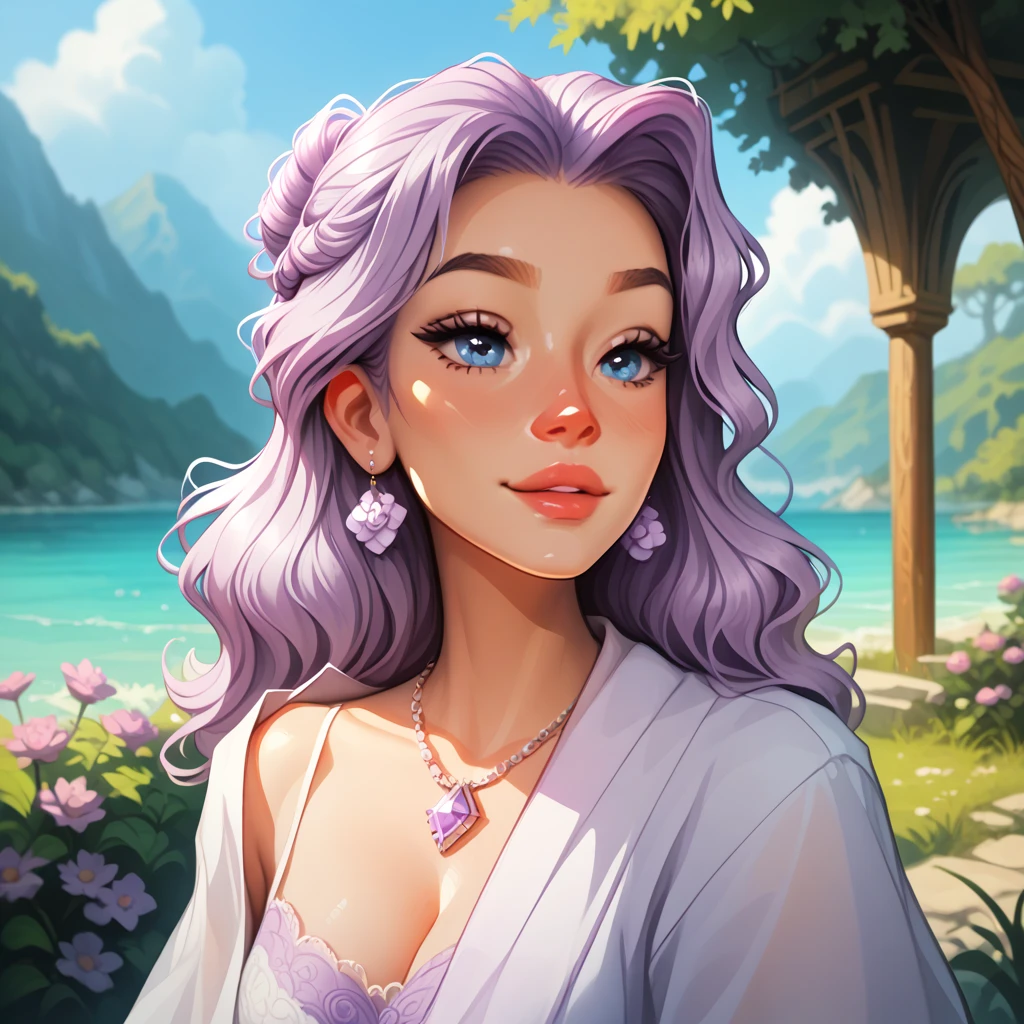 Girl with lavender, calm girl, beautiful girl, lavender around, blue eyes, صورة جانبية، wear white clothes, تمسك زهور اللافندر بيدها، حديقة اللافندر، 