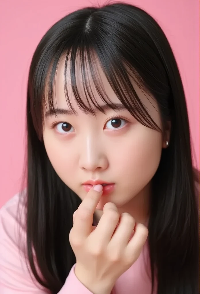 Arafed Asian girl with long black hair wearing a pink headband, pale korean adorable face, joven y adorable rostro coreano, Lalisa Manobal, jaeyeon nam, con cara linda - fina, with beautiful loving eyes, Lalisa Manoban de Blackpink, rasgos de la cara coreana, Young cute pale asian face, lindos ojos redondos rasgados, cara linda y clara