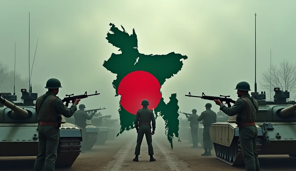 Bangladesh Army with military car and bangladeshi flag Protect Hindu public 