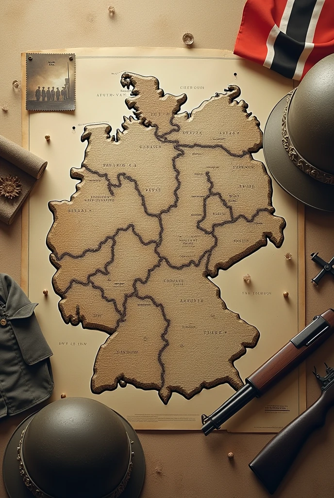A map,The main places of battle in the First World War are marked。There are many small flags on the map,Each flag represents a country or an army。This map can help viewers better understand the scale and impact of the war。