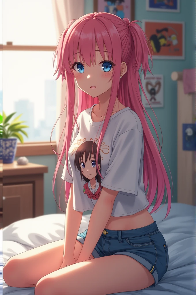 Anime girl bent down (panties revealed)
(Bedroom background)