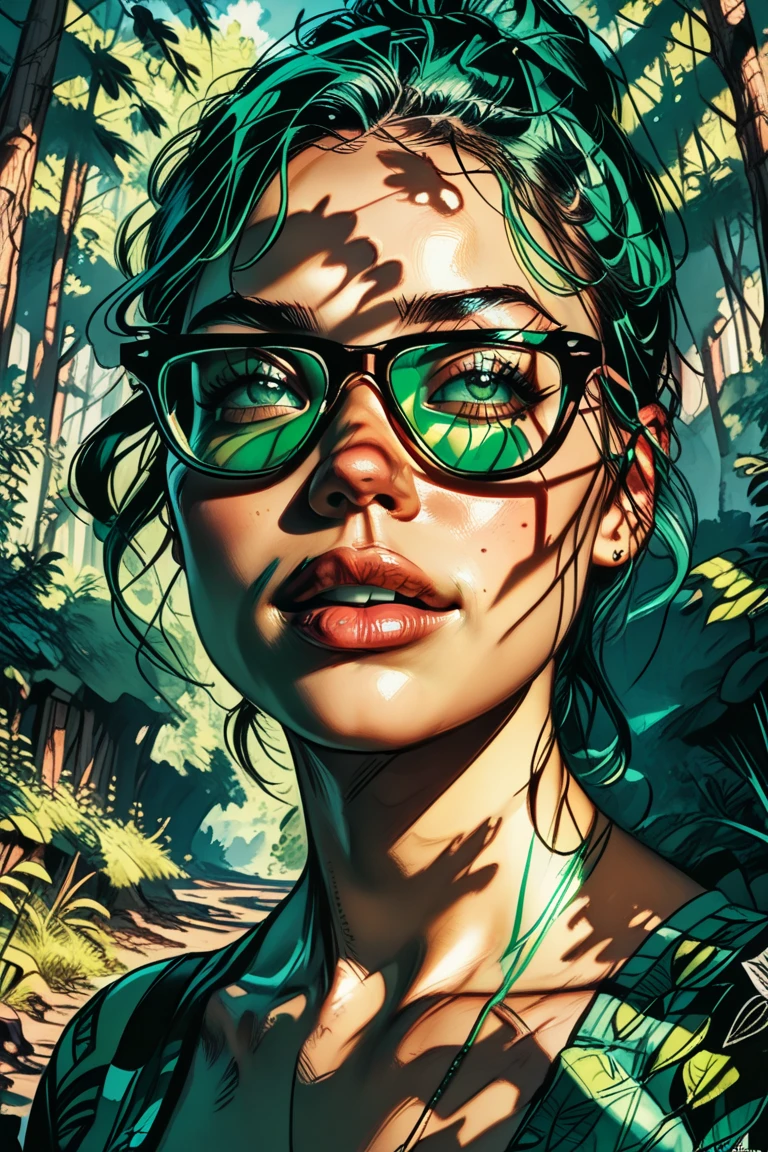  happy girl , centered,  looking at the camera ,  approaching perfection ,  dynamic , ( shades of blue and  ((forest green 1 .5)))),  very detailed ,  digital painting , art station, concept art, smooth,  clear focus , illustration,  illustration by Carne Griffiths and Vadim Kashin,  detailed face, 4K