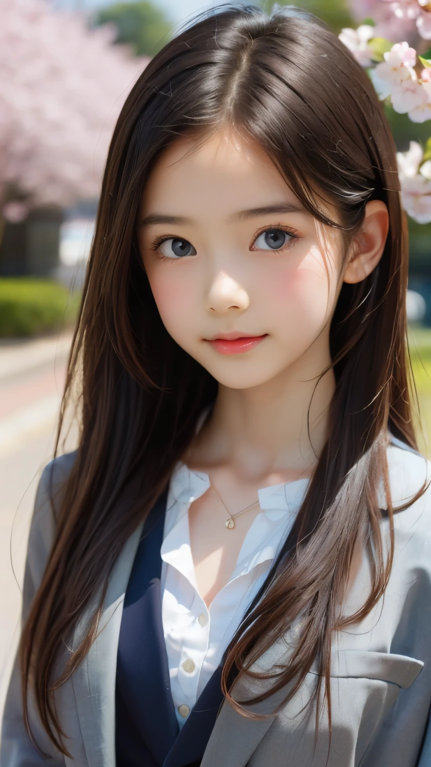 (1ung girl), Amazing face and eyes, (amazingly beautiful girl), (Best Quality:1.4), (Ultra-detailed), (extremely detailed CG unified 8k wallpaper), Highly detailed, High-definition raw color photos, Professional Photography, sailor uniform, school uniform, School, Spring, cherry blossoms,