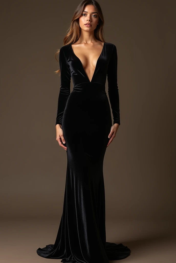 Arafed woman in black dress posing in dark room., sexy dress, sexy dress, Open elegant dress, Captivating and tempting, Sensual & Attractive, open dress, Elegant and seductive pose, Flowing Black Dress, Revealing costume, seductive lady, halterneck dress, elegant seducing pose, Exquisite and smooth details, Elegant poses, beautiful silky dress