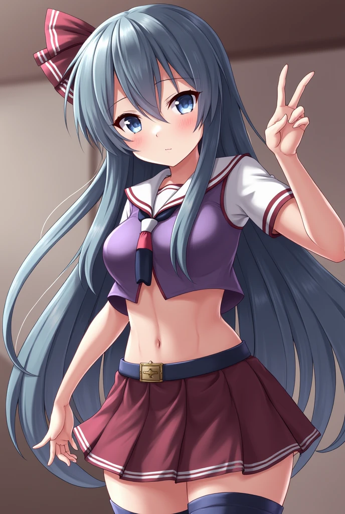 NSFW,One Girl、Long Hair、とてもLong Hair、Hair between the eyes、Red eyes、Bright pupils、Multicolored eyes、Multicolored Hair,Small breasts,(Sailor suit:1.5),(cropped:1.5),(Micro Mini Skirt:1.5),(Perfect hands),(Perfect Anatomy),(masterpiece),(highest quality),(Embarrassed:1.5),blush,Feeling embarrassed,Leg spread