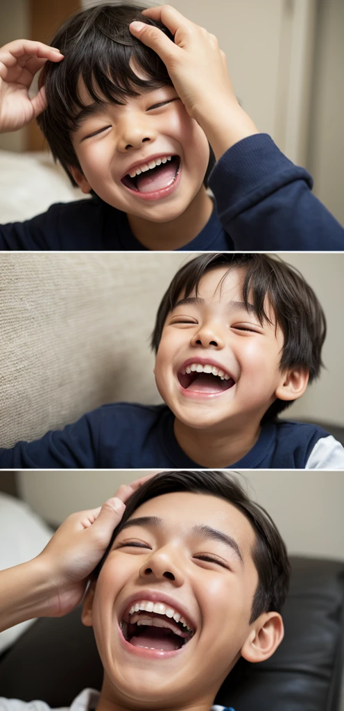 there's a boy , meu filho! the jaws that bite, inspirado em Abidin Dino, feliz com a boca aberta, Panting has a beautiful smile, dentes redondos e rosto pateta, pequeno sorriso largo, mostrando dentes, com presas, inspirado em Tooth Wu, sem dentes