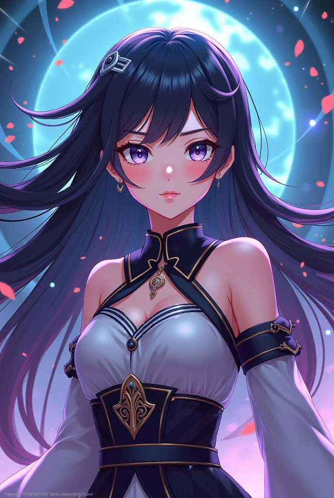 Exquisite and charming anime style illustration, Nami shark fusão com "Vampira xman" dark fênix in the daisy flower bed, a beautiful girl with gold yellow neon fire hair, blue eyes, half body, hiding in the flowers dark black , colorful and dazzling black . Intricate details, rendering and painting techniques come together to create a mesmerizing scene that evokes elegance and otherworldly elegance.