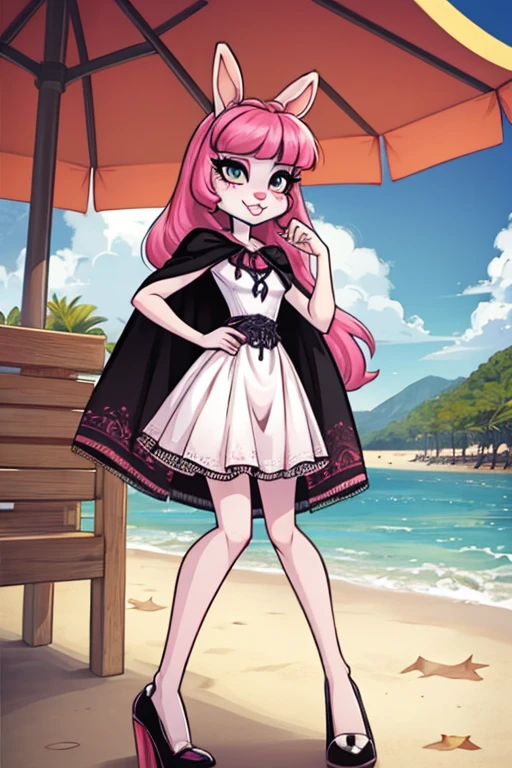 Female furry sara rabbit with Beach club cape may cafe dress monster high style by yeiyeiart 