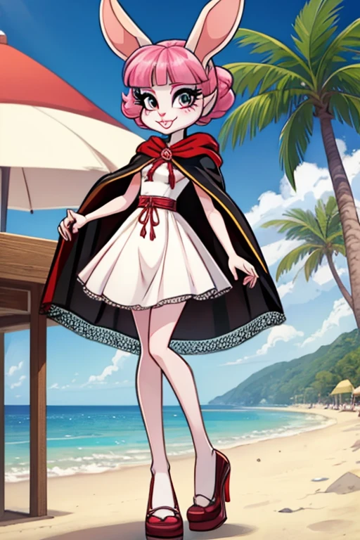 Female furry sara rabbit with Beach club cape may cafe dress monster high style by yeiyeiart 