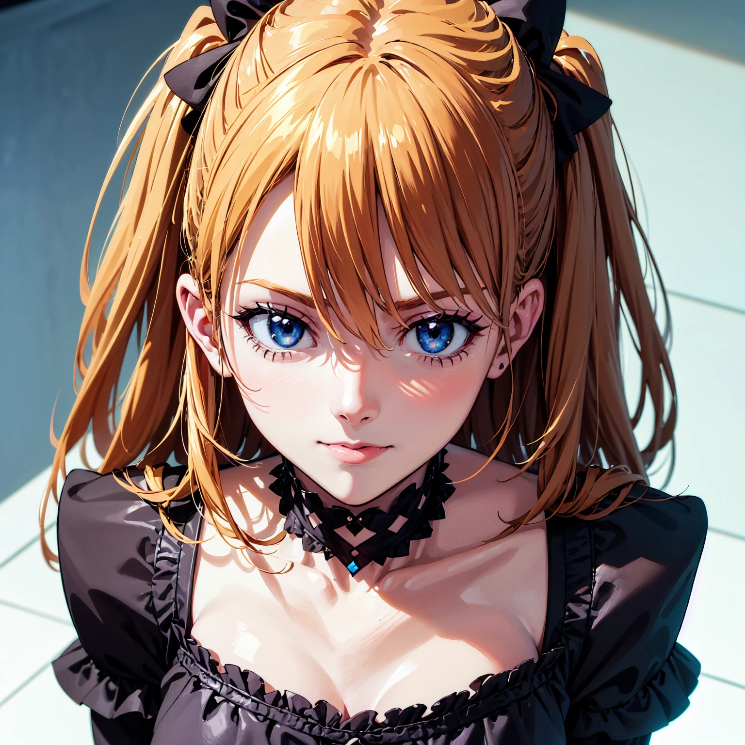 ( top quality,masterpiece:1.2),(Anime Style, comical noir style :1.1), one girl , Cute Style ,Adorable, extremely detailed eyes, face with extra detail, very fine hair,8k,resolution, Gothic Dresses , gothic punk
